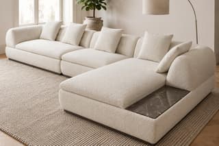 Lunara Curved Corner Sofa in Cream – alternative view