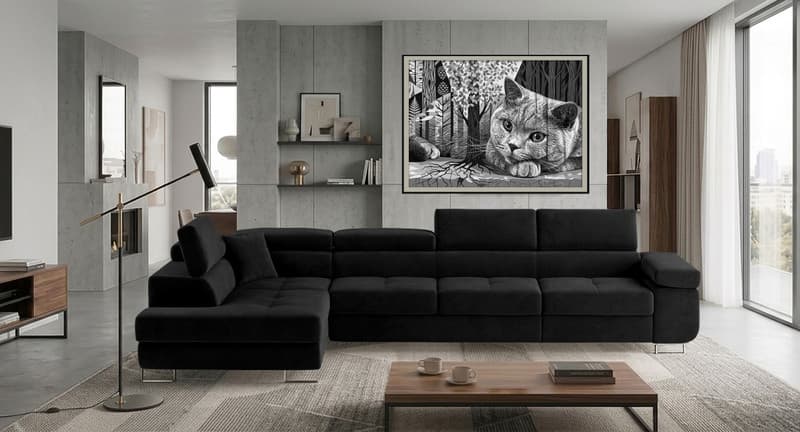 Orrino Long Corner Sofa Bed with Storage MV99