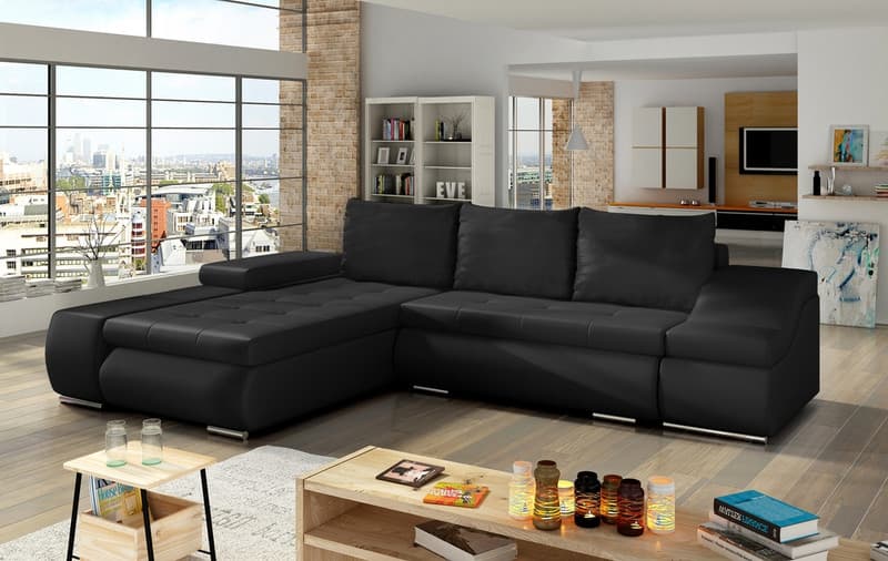 Jessamine Corner Sofa Bed with Storage Eco Leather S11