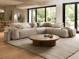 Harlington Curved Corner Sofa in As shown – shown in a room setting
