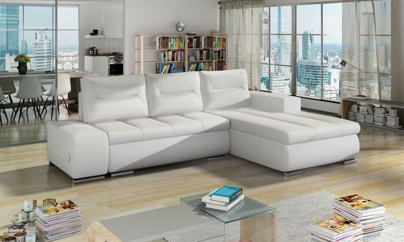 Foxglove Corner Sofa Bed with Storage S17 (White Eco Leather) – photo 2