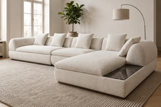 Lunara Curved Corner Sofa in Cream – alternative view
