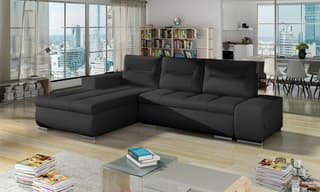 Foxglove Corner Sofa Bed with Storage S11 (Black Eco Leather)
