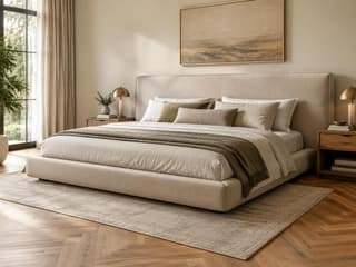 Elmsford Platform Bed in Cream