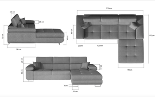 Hollingwood Mini Corner Sofa Bed with Storage M04 (Left Corner Only) – image 5