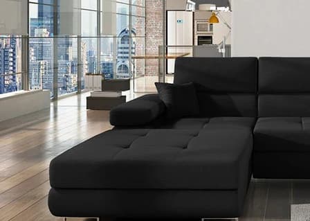 Orrino Corner Sofa Bed with Storage Black – photo 3