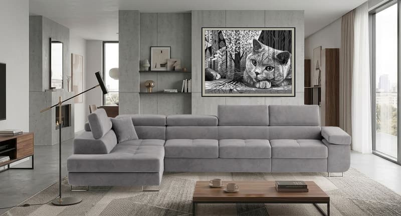Orrino Long Corner Sofa Bed with Storage M84