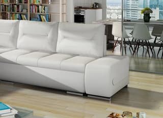 Foxglove Corner Sofa Bed with Storage S17 (White Eco Leather) – close-up detail