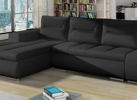 Foxglove Corner Sofa Bed with Storage S11 (Black Eco Leather) – photo 4