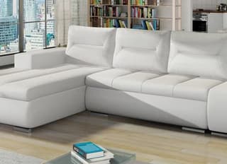 Foxglove Corner Sofa Bed with Storage S17 (White Eco Leather) – close-up detail