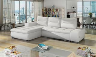 Foxglove Corner Sofa Bed with Storage S17 (White Eco Leather)