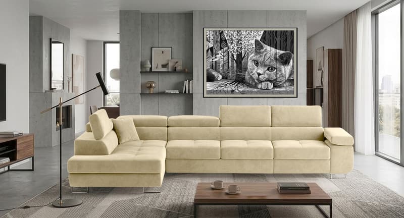 Orrino Long Corner Sofa Bed with Storage M04