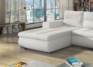 Foxglove Corner Sofa Bed with Storage S17 (White Eco Leather) – close-up detail