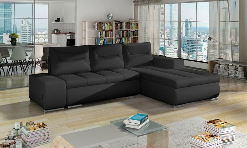 Foxglove Corner Sofa Bed with Storage S11 (Black Eco Leather) – photo 2