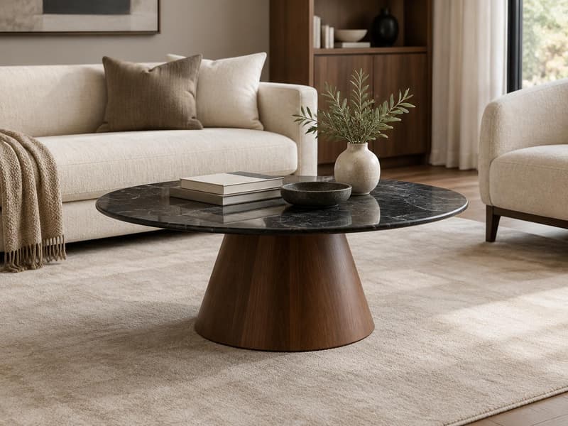 Ridgewell Marble Pedestal Coffee Table