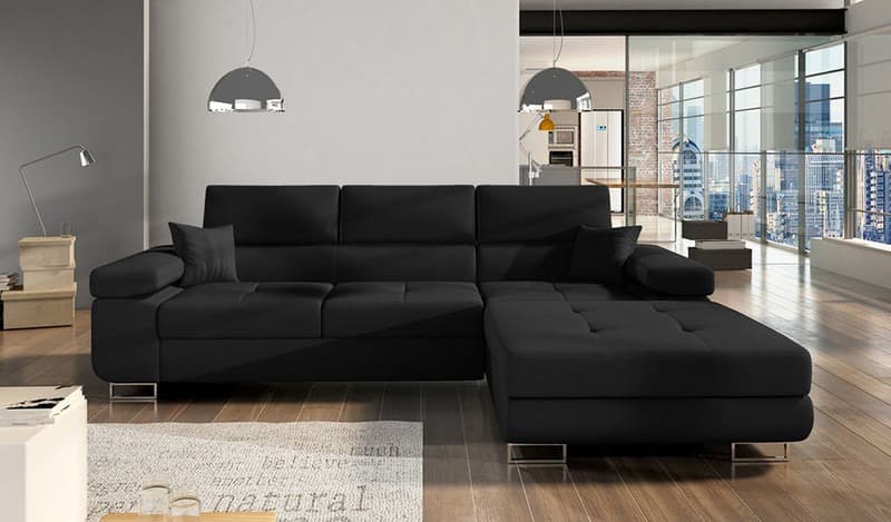 Orrino Corner Sofa Bed with Storage Black – photo 2