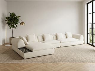 Lunara Curved Corner Sofa in Cream – right-hand view