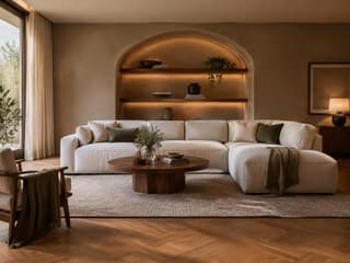 Welbourne Curved Sofa in As shown – shown in a room setting