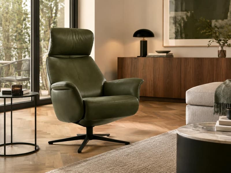 Brockhall Green Leather Swivel