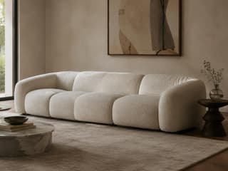 Orwell Curved Sofa in As shown – shown in a room setting