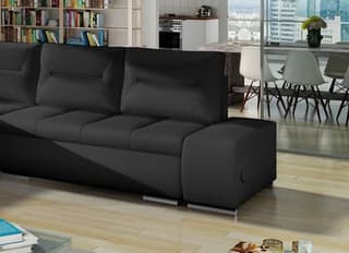 Foxglove Corner Sofa Bed with Storage S11 (Black Eco Leather) – close-up detail