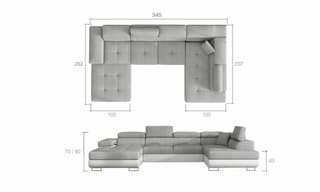Netherby U shape corner sofa bed with storage – image 3
