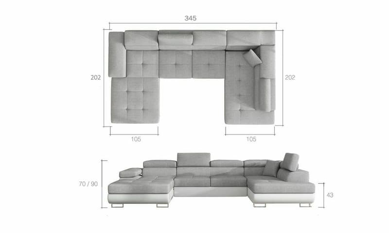 Netherby U shape corner sofa bed with storage – photo 3