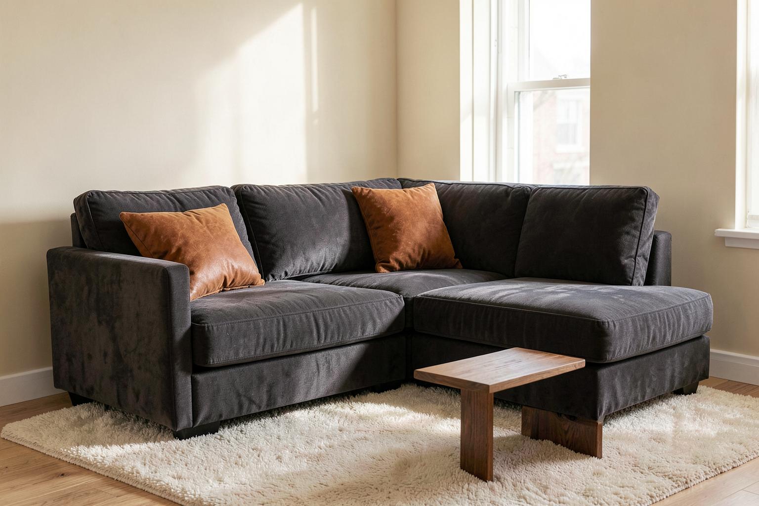Charcoal corner sofa bed in an elegant bright living room
