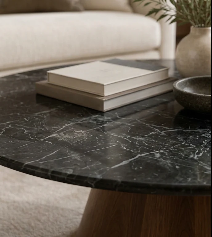 Ridgewell Marble Pedestal Coffee Table – photo 2